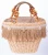 Bamboo handbag with tassels and shells, brown handle